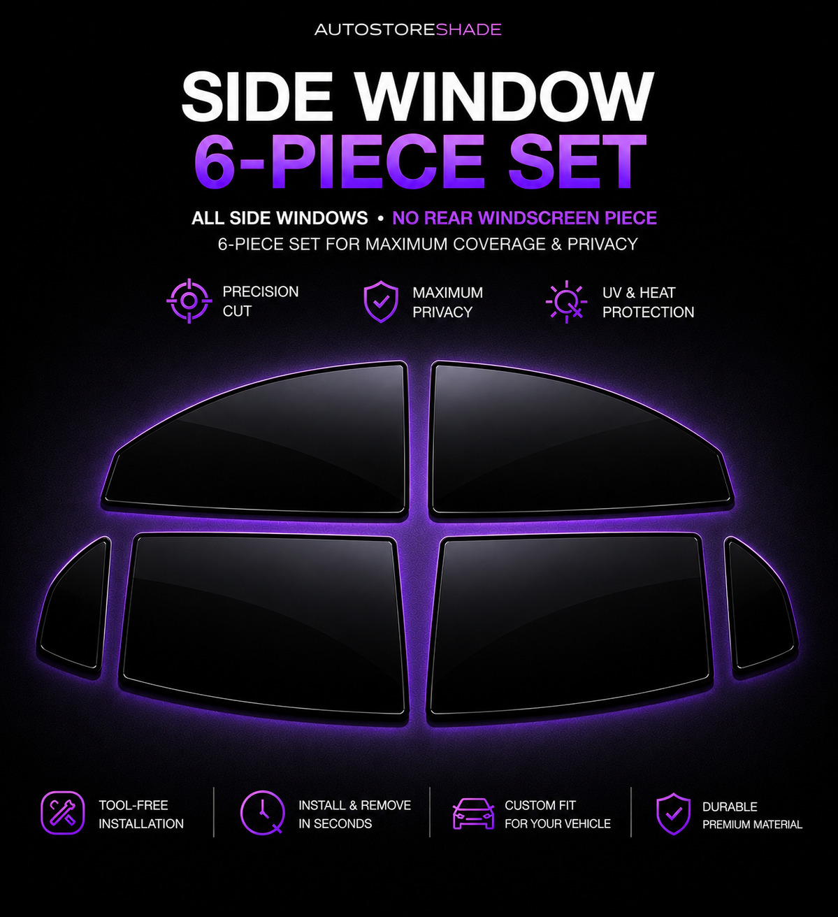 Full Side Window Set — Removable Precut Tint for All Side Windows