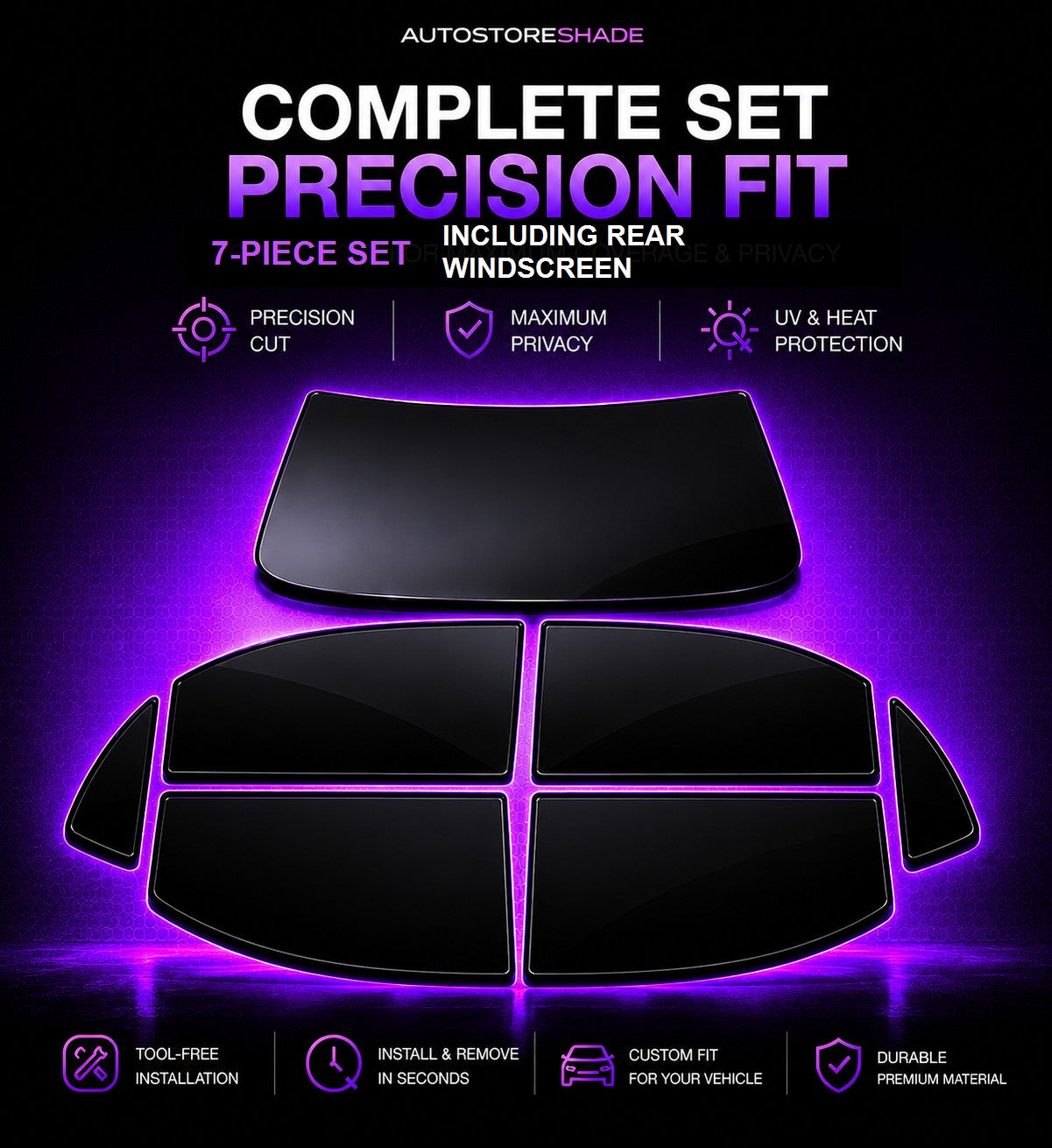 BYD e6 reusable tint sun shade set &mdash; removable car tint Complete Coverage Bundle