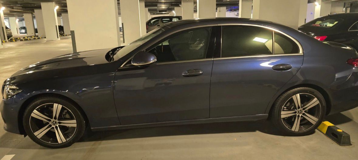 Mercedes C-Class before shades — clear factory windows